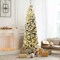 7.5Ft Pre-lit Artificial Pencil Christmas Tree Snow Flocked with 350 LED Lights